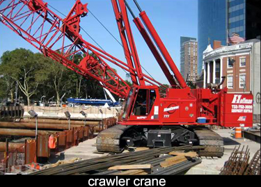 crawler crane gets that name because it is mounted on caterpillar tracks.